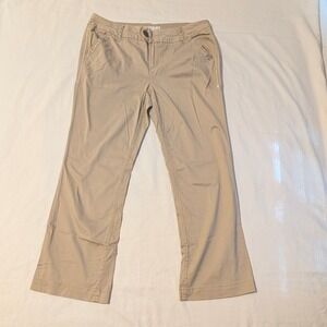 BKE Casuals Khaki Pants Women Tan Embroidery Bootcut Trousers